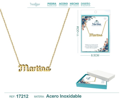 [17212] Collar de acero dorado con nombre Martina - Joyas personalizadas