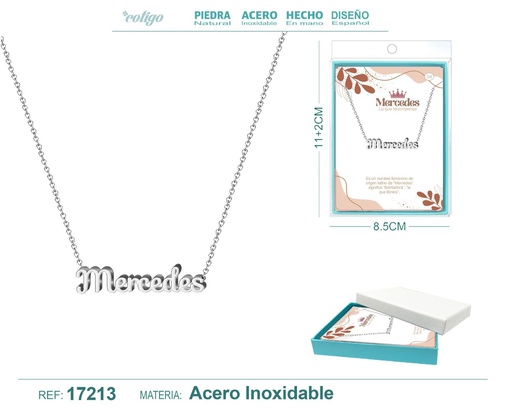 [17213] Collar de acero plateado con nombre Mercedes - Joyas personalizadas