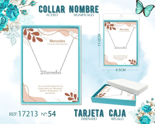 [17213] Collar de acero plateado con nombre Mercedes - Joyas personalizadas