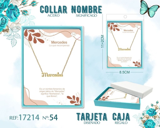 [17214] Collar de acero dorado con nombre Mercedes - Joyas personalizadas