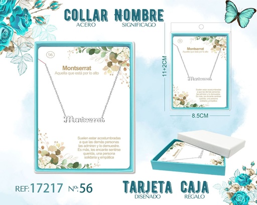 [17217] Collar de acero plateado con nombre Montserrat - Joyas personalizadas