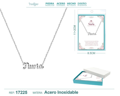 [17225] Collar de acero plateado con nombre Nuria - Joyas personalizadas