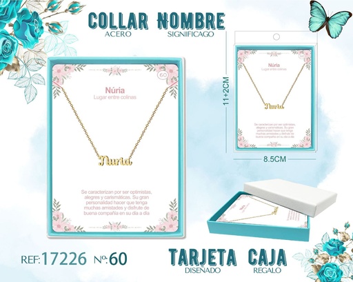 [17226] Collar de acero dorado con nombre Nuria - Joyas personalizadas