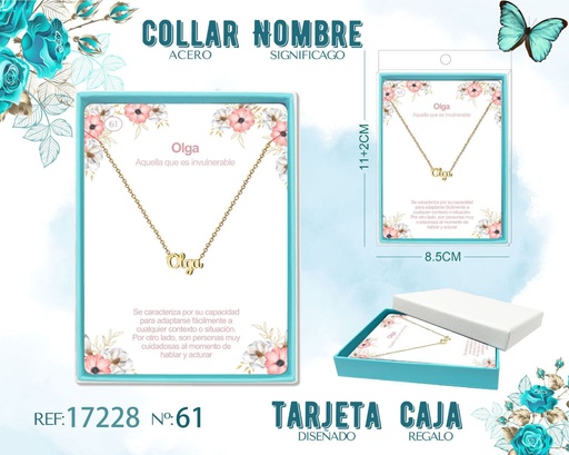 [17228] Collar de acero dorado con nombre Olga - Joyas personalizadas