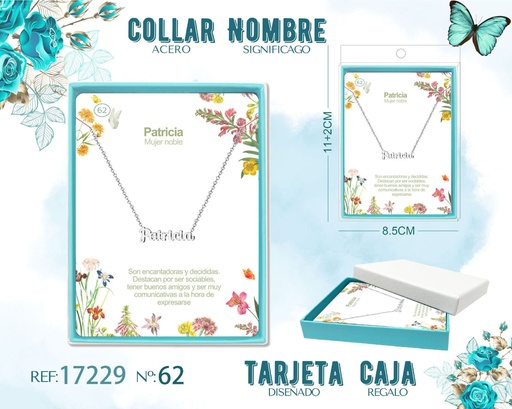 [17229] Collar de acero plateado con nombre Patricia - Joyas personalizadas