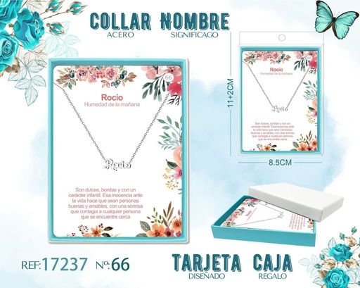 [17237] Collar de acero plateado con nombre Rocío - Joyas personalizadas