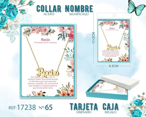 [17238] Collar de acero dorado con nombre Rocío - Joyas personalizadas