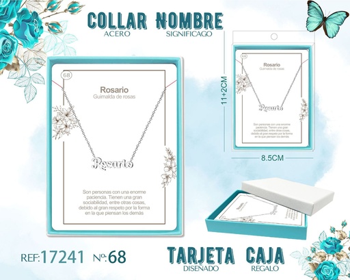 [17241] Collar de acero plateado con nombre Rosario - Joyas personalizadas