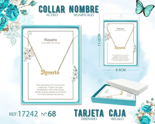 [17242] Collar de acero dorado con nombre Rosario - Joyas personalizadas