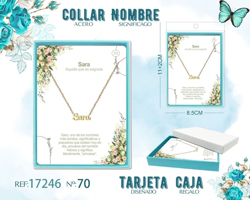 [17246] Collar de acero dorado con nombre Sara - Joyas personalizadas