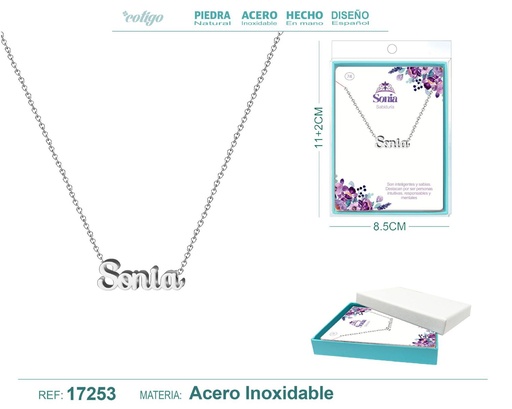 [17253] Collar de acero plateado con nombre Sonia - Joyas personalizadas
