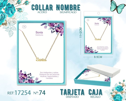 [17254] Collar de acero dorado con nombre Sonia - Joyas personalizadas