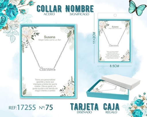 [17255] Collar de acero plateado con nombre Susana - Joyas personalizadas