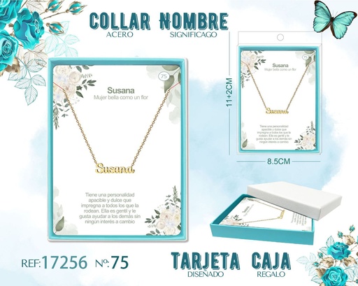 [17256] Collar de acero dorado con nombre Susana - Joyas personalizadas