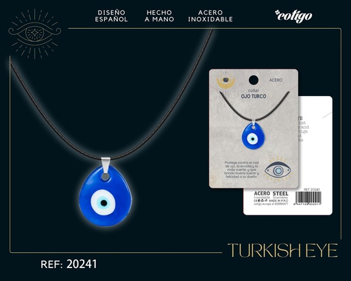 [20241] Collar de ojo turco de acero plateado - Joyería y accesorios