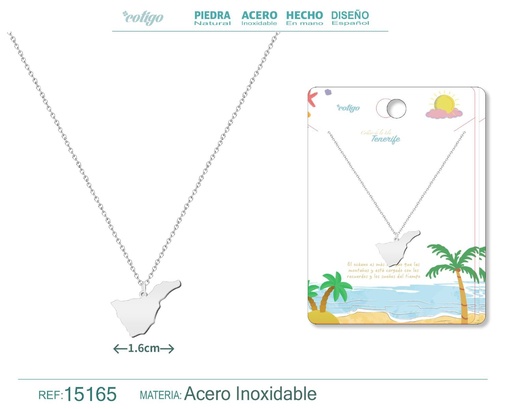 [15165] Colgante de acero plateado Islas Tenerife - Joyería canaria