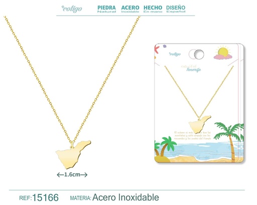 [15166] Colgante de acero dorado Islas Tenerife - Joyería canaria