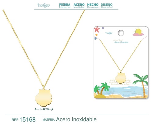 [15168] Colgante de acero dorado Islas Gran Canaria - Joyería canaria