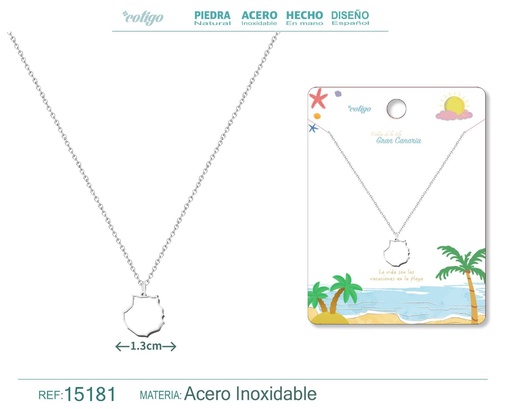 [15181] Colgante de acero plateado Islas Gran Canaria - Joyería canaria