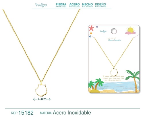 [15182] Colgante de acero dorado Islas Gran Canaria - Joyería canaria