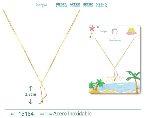 [15184] Colgante de acero dorado Islas Fuerteventura - Joyería canaria