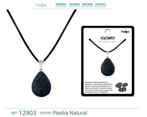 [12903] Colgante gotita de piedra volcánica - Joyería artesanal