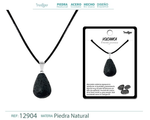 [12904] Colgante gotita redonda de piedra volcánica - Joyería artesanal