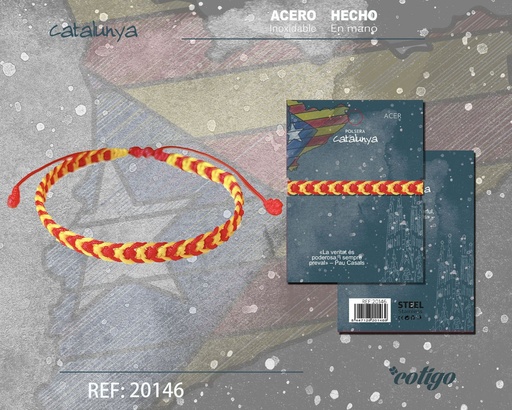 [20146] Pulsera trenzada de bandera de Cataluña - Joyería cultural