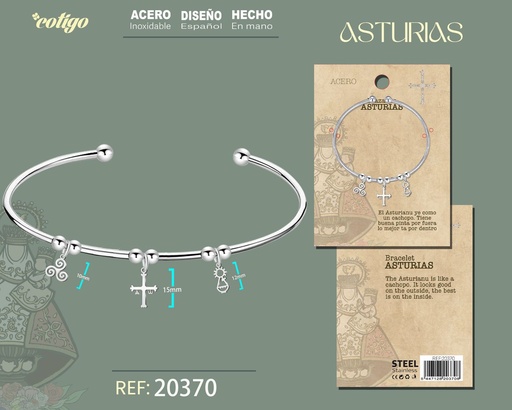 [20370] Brazalete Asturias de acero plateado - Joyería asturiana