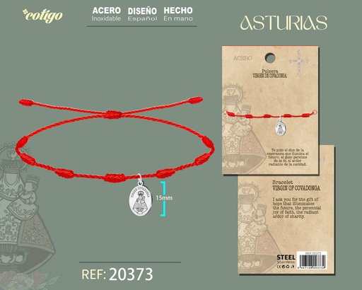 [20373] Pulsera de 7 nudos con Virgen Covadonga de acero plateado - Joyería asturiana