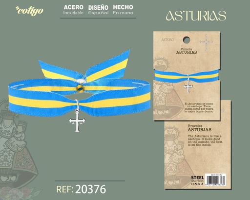 [20376] Pulsera con cruz de la victoria de acero plateado - Joyería asturiana