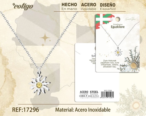 [17296] Collar Eguzkilore de acero plateado - Joyería vasca