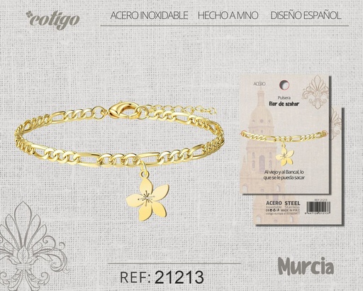 [21213] Pulsera flor de azahar de acero dorado - Joyería regional