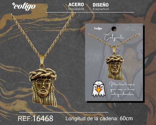 [16468] Colgante hombre de acero dorado - Joyería masculina