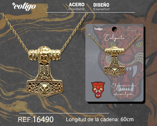 [16490] Colgante hombre de acero dorado - Joyería masculina