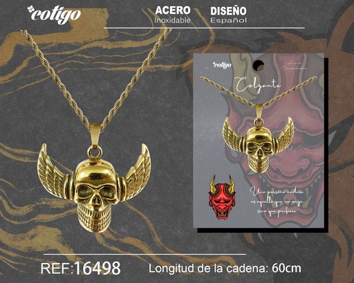 [16498] Colgante hombre de acero dorado - Joyería masculina