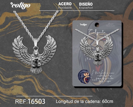 [16503] Colgante hombre de acero plateado - Joyería masculina