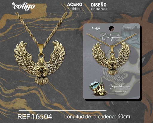 [16504] Colgante hombre de acero dorado - Joyería masculina