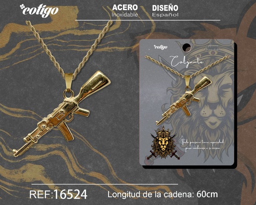 [16524] Colgante para hombre de acero color dorado - Joyería masculina