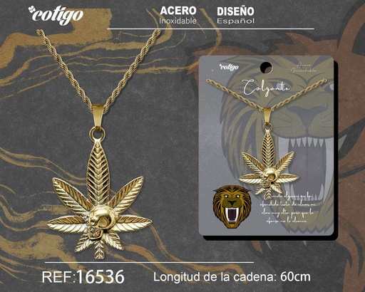 [16536] Colgante para hombre de acero color dorado - Joyería masculina