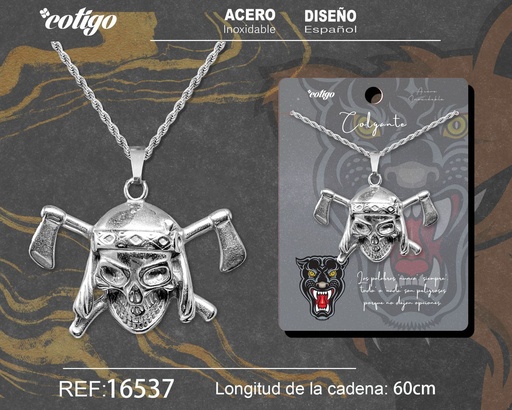 [16537] Colgante para hombre de acero color plateado - Joyería masculina