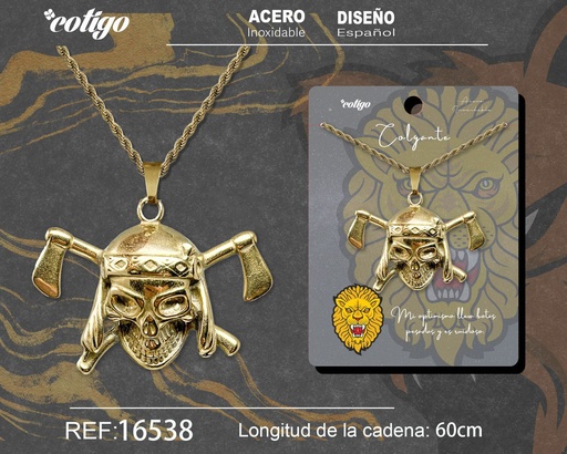 [16538] Colgante para hombre de acero color dorado - Joyería masculina