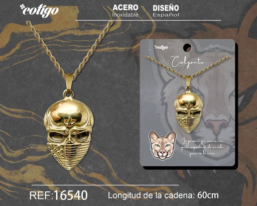 [16540] Colgante para hombre de acero color dorado - Joyería masculina