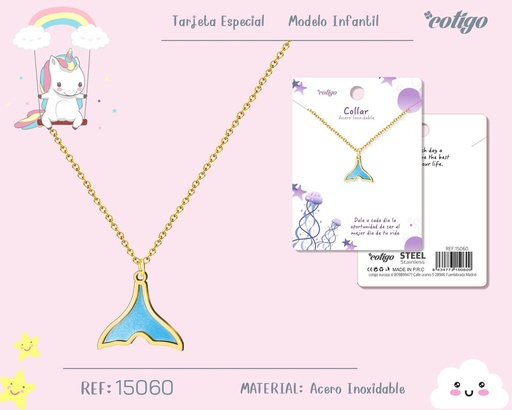 [15060] Collar para niña de acero color dorado - Joyería infantil