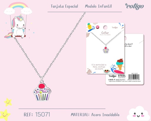 [15071] Collar para niña de acero color plateado - Joyería infantil
