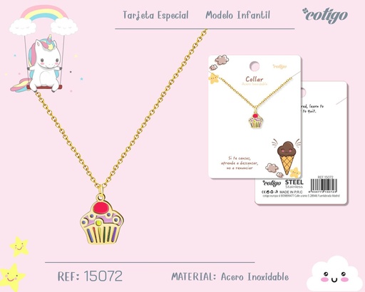 [15072] Collar para niña de acero color dorado - Joyería infantil