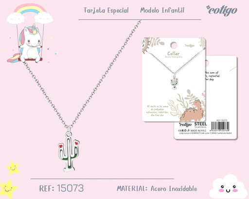 [15073] Collar para niña de acero color plateado - Joyería infantil