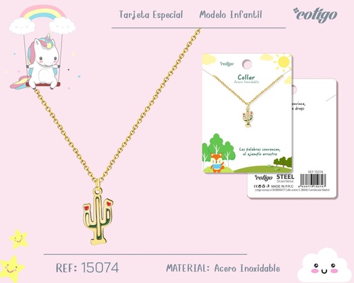 [15074] Collar para niña de acero color dorado - Joyería infantil