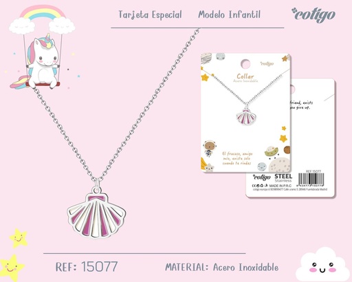 [15077] Collar para niña de acero color plateado - Joyería infantil