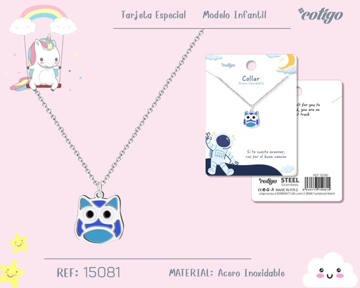 [15081] Collar para niña de acero color plateado - Joyería infantil